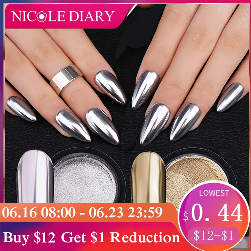 Gold Silver Mirror Powder Nail